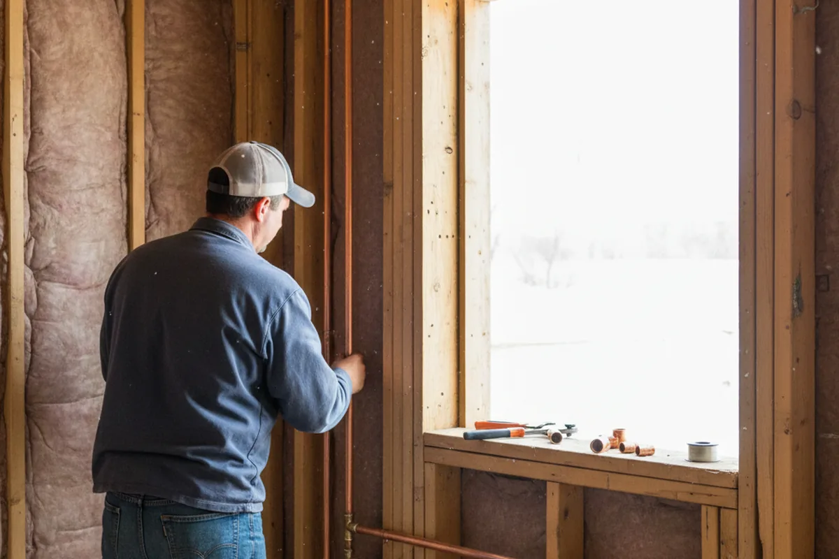 Licensed plumber running new copper supply lines in a Rexburg home