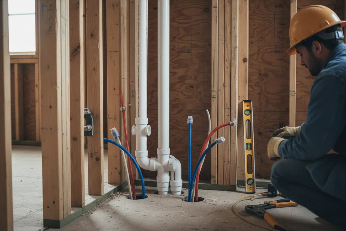 Drain and supply rough-in during Sump Pump Repair in Rexburg